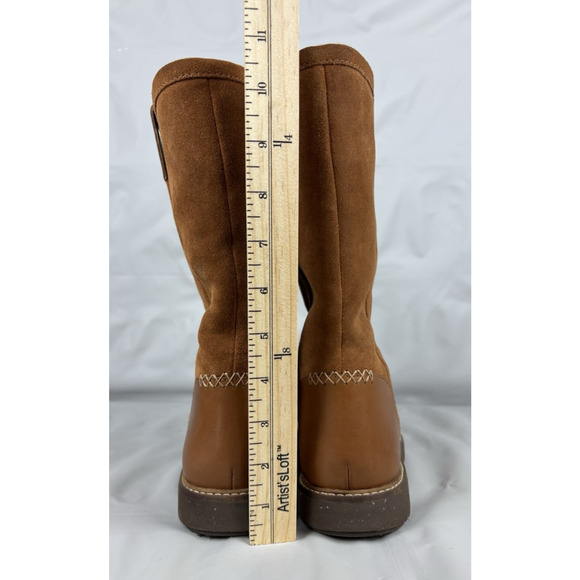 Clarks Glick Elmfield Leather Suede Shearling Winter Boots Womens 9.5 M Tan - Picture 9 of 13